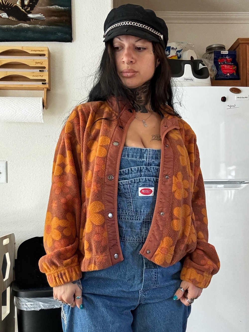 70s retro Floral Fleece Jacket - Women